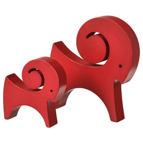 Ikea Vinterfint Red Wood Set of 2 Goat Figurines 4.5 &7" New 105.80.08 Fast Ship - Picture 1 of 5